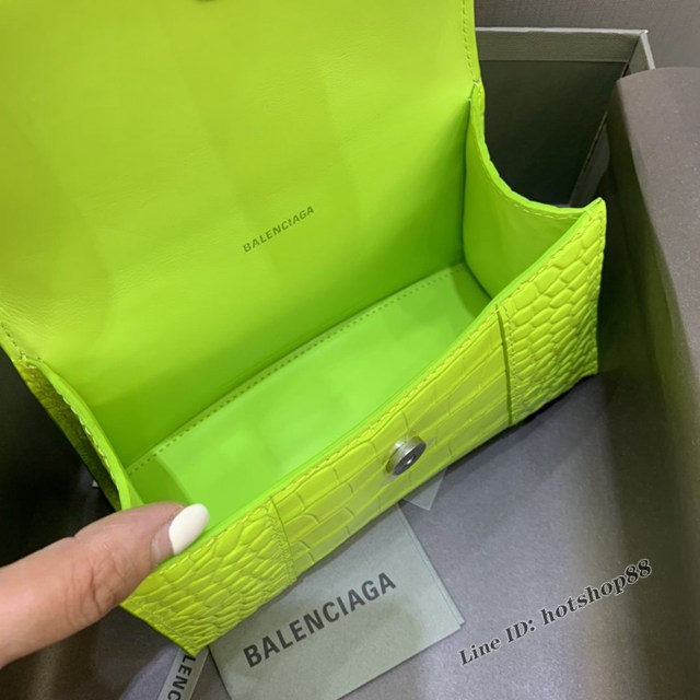 Balenciaga專櫃新款mini號手提肩背女包原單沙漏包 巴黎世家螢光綠沙漏包 fyj1421